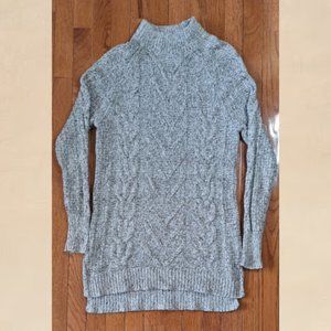 Old Navy Grey Marled Cozy Tunic Sweater High Mock Neck Large Knit Cotton Blend